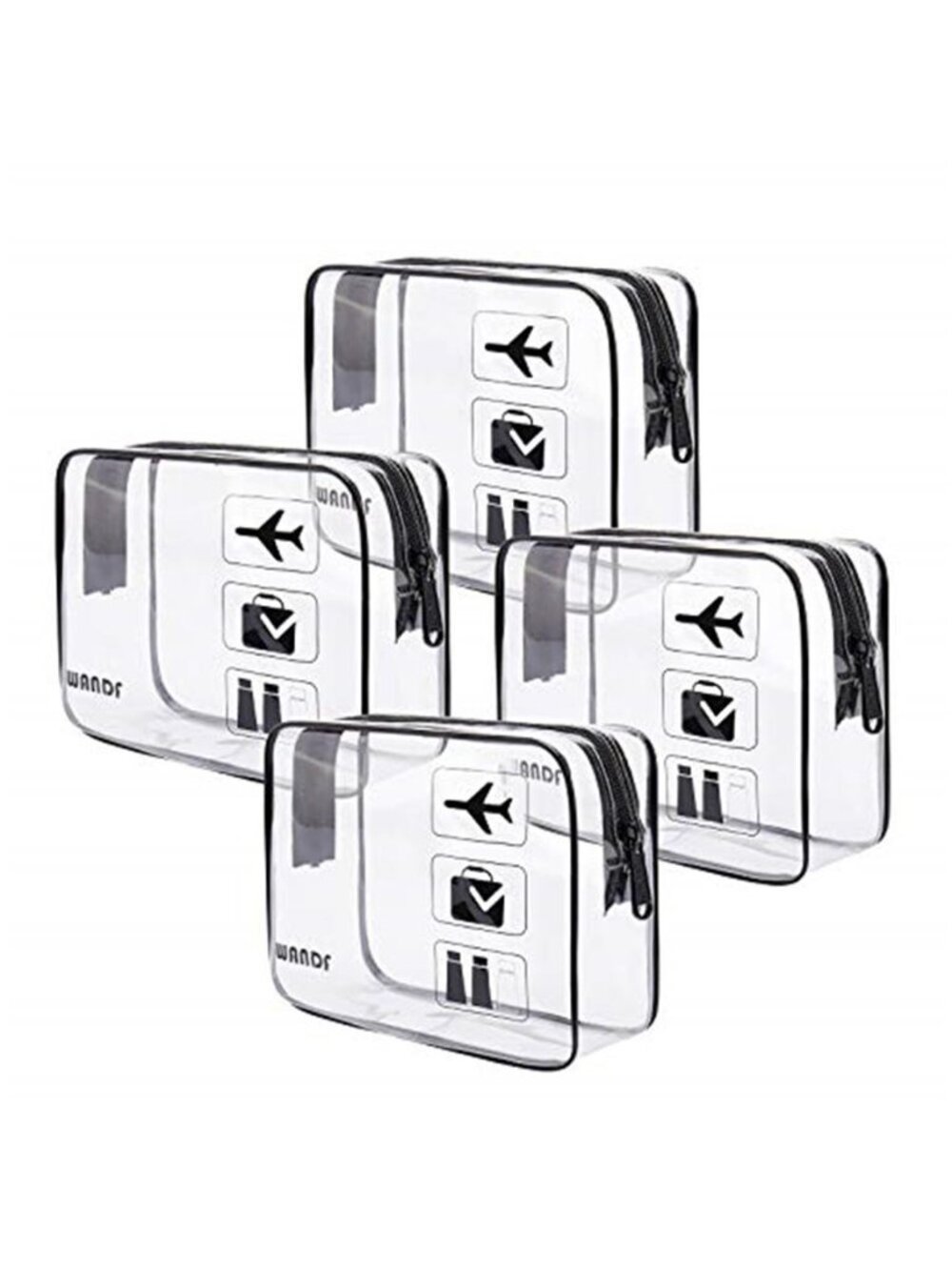 TSA Approved Clear Travel Toiletry Bag 4pc Quart Size Makeup Pouch Men Women